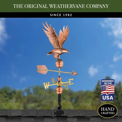 Miniatura 2 de Good Directions Veleta de águila de cobre pulido, acento decorativo en la azotea para graneros, hogares, cobertizos y cúpulas, duradero y hecho a