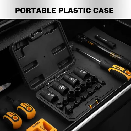 Miniatura 6 de Juego de llaves de vaso E-Torx invertidas de 17 piezas, acero Cr-V de impacto prémium E4 - E24 Star hembra para llave de impacto 1/2 3/8 1/4 Kit