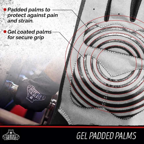 Miniatura 4 de Bear Grips Guantes de levantamiento de pesas para hombres y mujeres Guantes de levantamiento de medio dedo Guantes de entrenamiento de dedo dedo