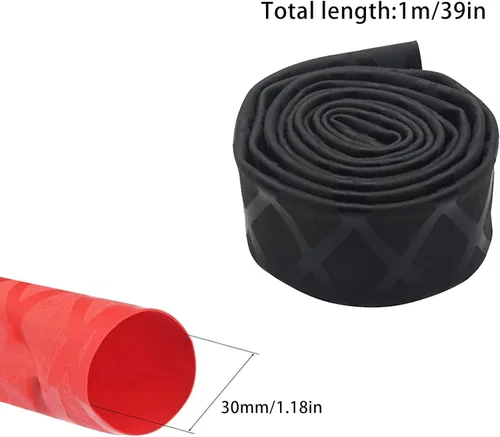Miniatura 2 de Tubo termorretráctil, rojo (1.181 in x 39 pulgadas), funda antideslizante y aislante para cañas de pescar, raquetas y asas