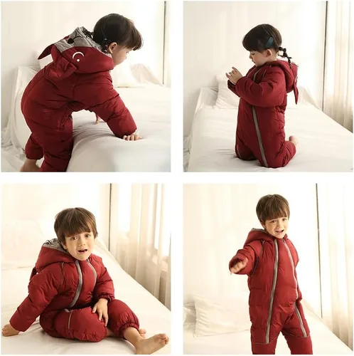 Miniatura 4 de ILYBOZ Traje de nieve para bebé traje de nieve para bebé lindo abrigo de invierno para bebé abrigo cálido con capucha para niños y niñas 1-4 años