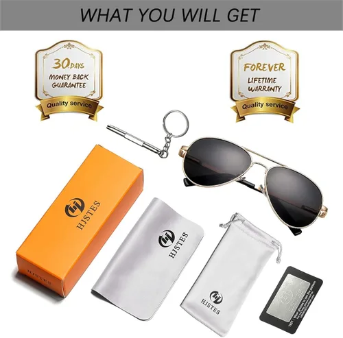 Miniatura 8 de HJSTES Gafas de sol polarizadas de aviador para niñas y niños gafas clásicas para jóvenes lentes de protección UV400 2047in