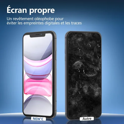 Miniatura 8 de NEW'C Paquete de 3 protectores de pantalla diseñados para iPhone 11 y iPhone XR (6.1 pulgadas), protección de vidrio templado mejorada, resistente a