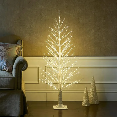 Miniatura 6 de LITBLOOM Árbol alpino de 4 pies, 450 luces LED, árbol de ramitas blancas con luces para interiores y exteriores, decoración de Acción de Gracias