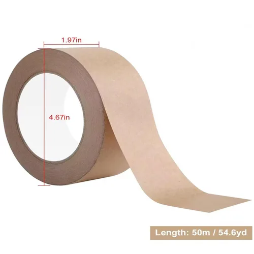 Miniatura 3 de WANBAO 1 Rollo de Cinta de Papel Kraft Marrón 2 Pulgadas x 55 Yardas para Cajas de Embalaje, Sellado de Cajas de Cartón, Uso de Embalaje