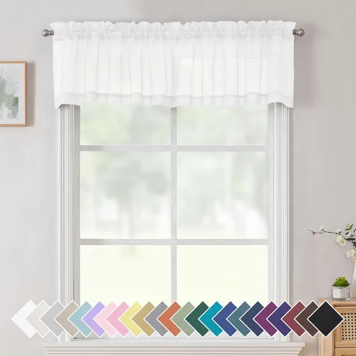 Miniatura 113 de Aiyufeng 2 paneles de cenefa transparente negra de 14 pulgadas de largo, cortinas cortas negras transparentes para dormitorio, cortinas de cocina