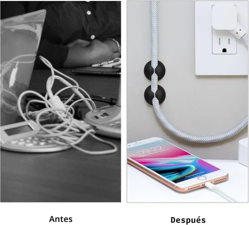 Miniatura 5 de Flezoo Sujetadores de Cables Clips para Cables, 12PCS Organizador de Cables Adhesivos Negros Soporte para Cargador Mantenedor de Gestión de Cables