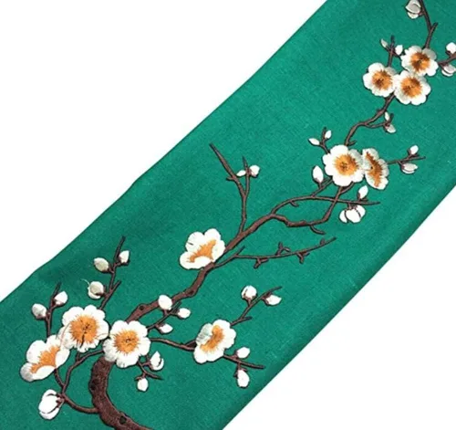 Miniatura 6 de MSCFTFB 5 parches para planchar con flores de ciruelo de 14 pulgadas de largo, parches bordados florales, apliques para escote, zapatos, jeans, Azul
