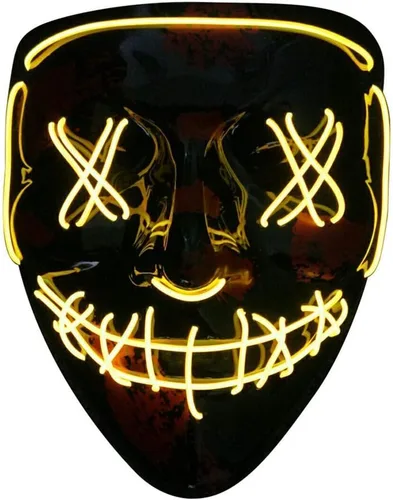 Máscara LED aterradora de Halloween, máscara de purga iluminada para festival, fiesta de cosplay Amarillo