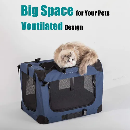 Miniatura 2 de Transportín para gatos extra grande de Petseek con lados blandos, portátil, para perros pequeños, para 2 gatos, 61 cm x 41.9 cm x 40.6 cm, diseño