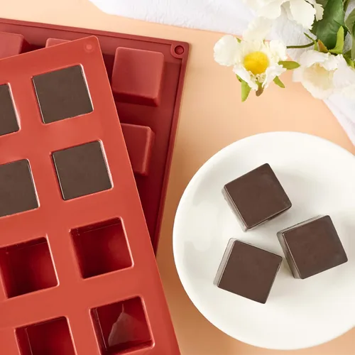 Miniatura 5 de Puyeipt - Paquete de 2 moldes cuadrados de silicona, 1.4 x 1.4 x 1 pulgada, moldes para hornear chocolate para pasteles, dulces, gelatina, trufa