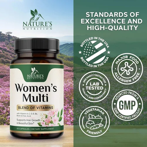 Miniatura 4 de Multivitamínico para mujeres – Completo multivitamínico con vitaminas A, C, D, E, B6, B12, zinc, calcio y magnesio, suplemento multimineral diario