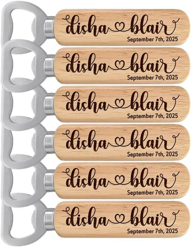 Abrebotellas personalizados, nombres de pareja personalizados de madera y abridores de fecha para regalo de boda, regalos ideales para boda (juego