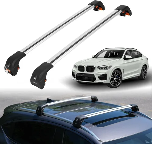 Miniatura 21 de ERKUL Barras transversales de techo de 220 libras para BMW X3 G01 2018-2024 Barras transversales de aluminio con bloqueo antirrobo para techo