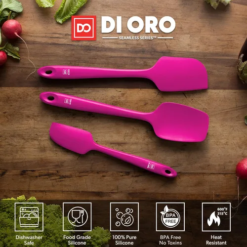 Miniatura 3 de DI ORO Juego de espátulas de silicona – Espátulas de cocina de goma para hornear, cocinar y mezclar – Resistente al calor a 600 °F y libre de BPA