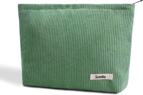 Miniatura 34 de Bolsas de cosméticos para mujer, bolsa de cosméticos de pana, bolsos estéticos para mujer, bolsos de mano con puntos sonrientes, organizador
