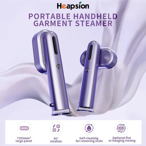 Heapsion Vaporizador para ropa, vaporizador y plancha portátil 2 en 1 con autolimpieza, potente de 1200 W y calentamiento rápido de 30 segundos,