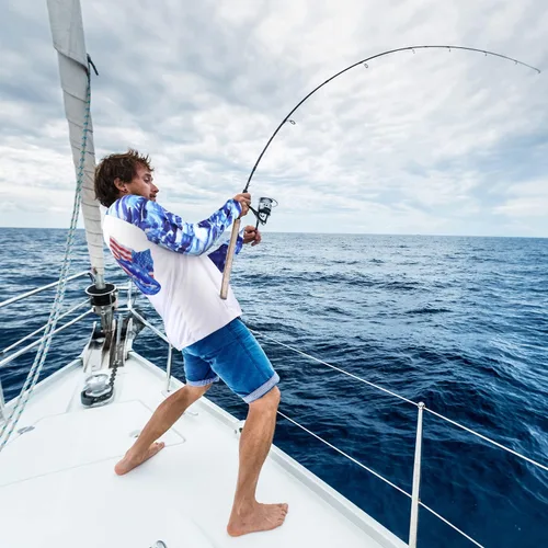 Miniatura 23 de Palmyth - Camiseta de pesca para hombre, con manga larga, protección solar ultravioleta FPU 50+, con bolsillo
