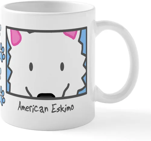 Miniatura 2 de CafePress Taza de café de cerámica Anime American Eskimo de 11 oz (11.0 fl oz)