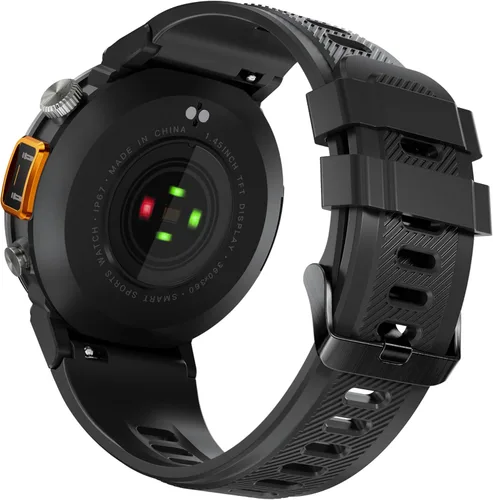 Miniatura 17 de EIGIIS Reloj inteligente militar para hombre, táctico, resistente, con linterna de llamada Bluetooth, pantalla grande de 1.45 pulgadas, monitor