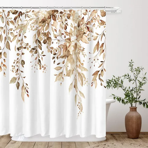 Miniatura 69 de Tititex Spun Sugar - Juego de cortinas de ducha de eucalipto azul claro, hojas de acuarela brillantes en la parte superior, decoración floral