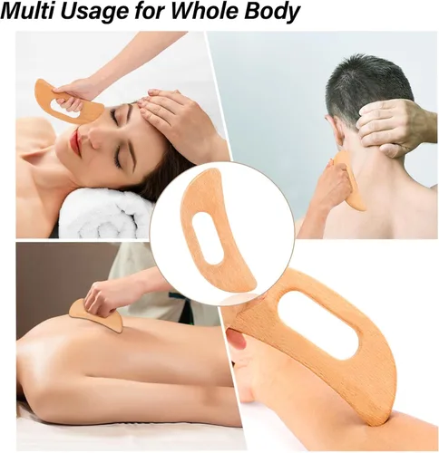 Miniatura 5 de Body Gua Sha Tool Masajeador de drenaje linfático de madera, herramienta de masaje Gua Sha, herramienta de masaje para raspar muscular, tablero