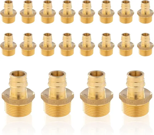 Miniatura 9 de Paquete de 5 accesorios de expansión Seelink PEX-A, adaptador NPT roscado macho de 1/2 x 3/4 pulgadas, accesorio de tubería de expansión de latón