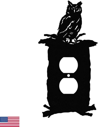 Miniatura 8 de Owl in Woods - Placa de pared (doble basculante (GFCI), color negro