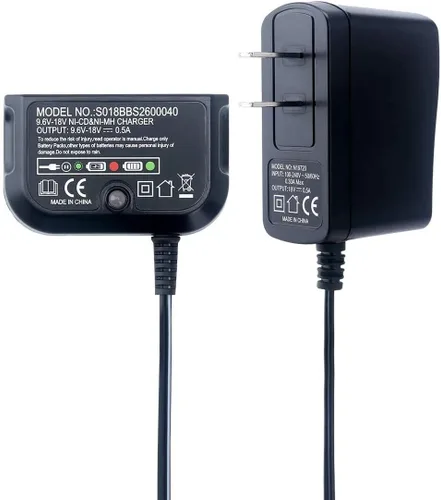 Reemplazo de Black and Decker 18V Cargador de batería 90556254-01 9.6V-18V NiCad y NiMh Batería HPB12 FS12B HPB14 FSB14 HPB18 HPB18-OPE FSB18 HPB96
