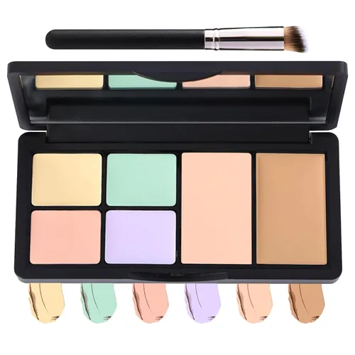 Paleta de maquillaje de contorno corrector de 6 colores, paleta de contorno corrector de crema para ojeras, enrojecimiento de imperfecciones, 01