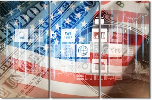 Miniatura 39 de Arte de pared de Crisis in USA para sala de estar, bandera de Estados Unidos, decoración del hogar, gráficos de otoño en Estados Unidos de América