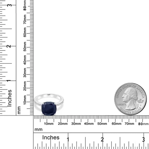 Miniatura 11 de Gem Stone King Anillo de compromiso de plata de ley 925 con piedra preciosa de corte cojín de 0.39 pulgadas Anillo de compromiso de aniversario