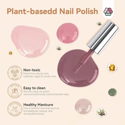 Miniatura 6 de SAVILAND Juego de esmaltes de uñas: kit regular de esmalte de uñas de secado rápido, color burdeos, rojo oscuro, morado, verde, con base de aceite