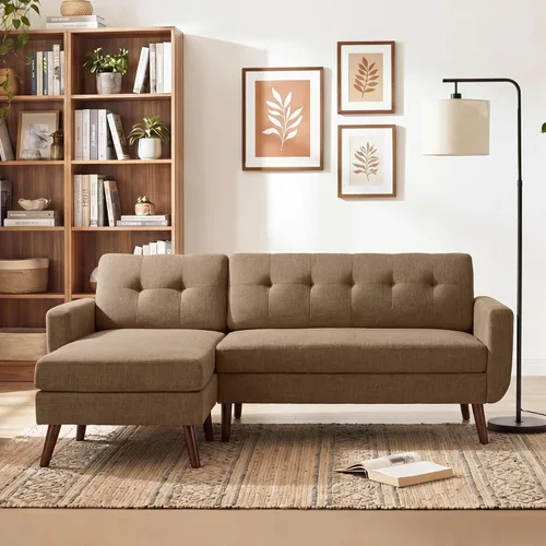 Miniatura 23 de Tbfit Sofá en Forma de L, Sofás Seccionales Modernos de Mediados de Siglo de 80" de Ancho, Sofás de 3 Plazas con Chaise Lounge Amplio, Sofá Beige