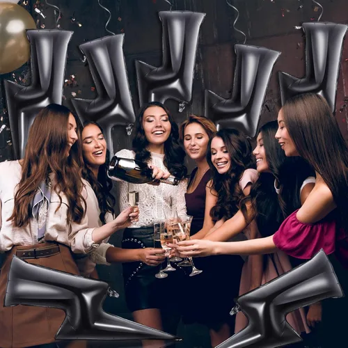 Miniatura 4 de Deekin 4 globos de 45 pulgadas con forma de rayo para fiestas, globos con forma de rayo para decoración de cumpleaños, boda, baby shower (negro)