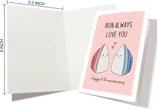 Miniatura 2 de Nchigedy Tarjeta de feliz 6º aniversario para él y ella, tarjeta de juego de palabras de aniversario de hierro para marido y esposa, linda tarjeta