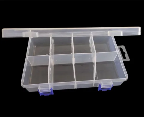 Miniatura 2 de Caja de almacenamiento de plástico transparente con divisores ajustables, organizador portátil de cuentas transparentes para aretes, organizador