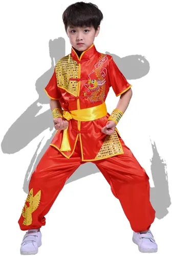 Miniatura 5 de Conjunto de uniforme chino de Kung Fu Maestro Tai Chi Dragón Chino para niños y niñas