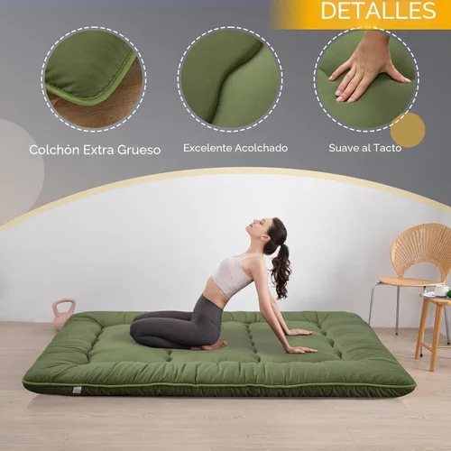 Miniatura 3 de MAXYOYO Colchón de suelo japonés extra grueso de 6", Colchón Futon, Almohadilla de Tatami Plegable para Adultos, Cama de Suelo Enrollable para Verde