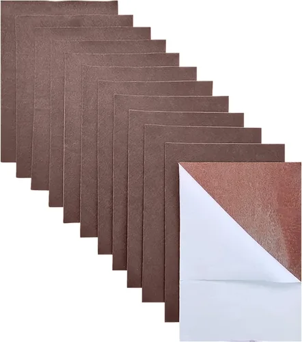 Jtnohx Hojas de fieltro autoadhesivas, 11 piezas de fieltro adhesivo rígido, cuadrado de tela de 8 x 12 pulgadas con respaldo adhesivo para Marrón