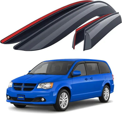 Goodyear Deflectores de ventana inastillables para Dodge Grand Caravan 2008-2020/Chrysler Town&Country 2008-2016, protectores de lluvia adhesivos,