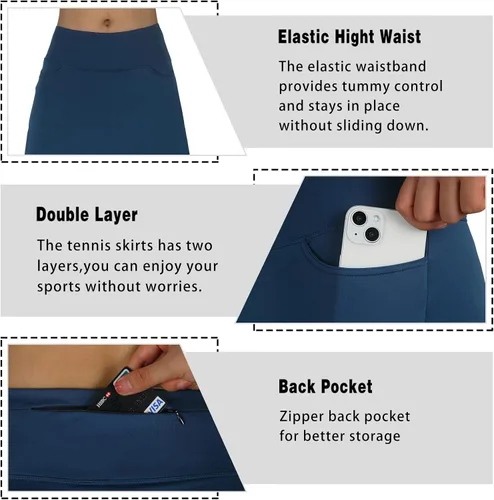 Miniatura 3 de beroy Faldas de falda de longitud media para mujer con 3 bolsillos, faldas modestas para mujer, falda pantalón de 24 pulgadas hasta la rodilla