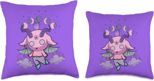 Miniatura 3 de Pastel Goth Kawaii Baphomet Anime Creepy Cute Pink Cojín morado, 16 x 16 pulgadas, multicolor