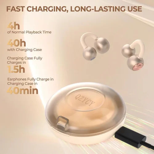 Miniatura 5 de Auriculares con clip de oreja abierta – Auriculares inalámbricos 5.4 con micrófono, 40 horas de reproducción, audio premium, efectos de iluminación