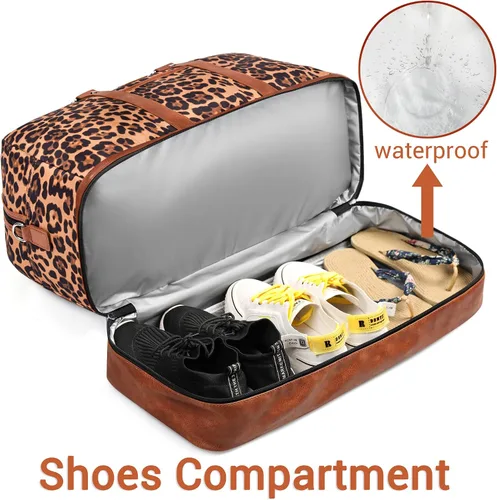 Miniatura 16 de IBFUN Bolsas de fin de semana para mujer, bolsa grande de lona para viaje, bolsa de viaje con compartimento para zapatos, 21 pulgadas, juego de 3