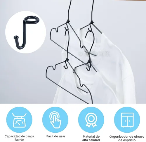Miniatura 6 de Ganchos de conector para colgar ropa, clips extensores resistentes, organizador de mini ganchos de conexión en cascada para perchas de plástico