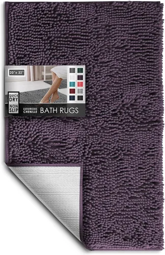 Miniatura 116 de Hearth & Harbor Alfombras de baño, tapete de baño de chenilla - Alfombras de baño lavables a máquina para baño con respaldo antideslizante de goma