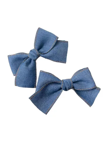 Miniatura 7 de Pinza para el pelo de mezclilla azul, con lazo para niñas, color azul, vaqueros, pasador para el pelo para niñas, lazos grandes, BW01 (azul claro)