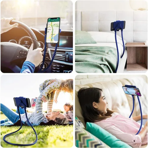 Miniatura 6 de B-Land Soporte para teléfono celular, soporte universal para teléfono móvil, soporte perezoso, soporte de montaje flexible de bricolaje con Azul