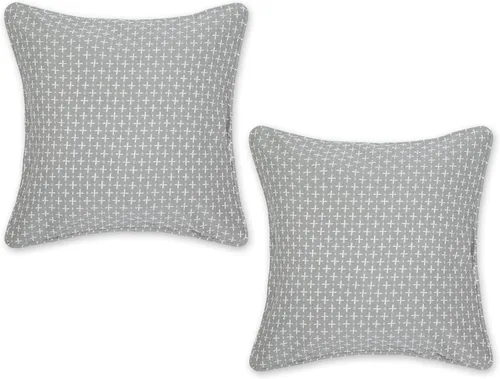 Miniatura 12 de DII Colección de fundas de almohada, algodón reciclado, cremallera oculta, 18x18, Dobby Plus, blanco roto, 2 piezas